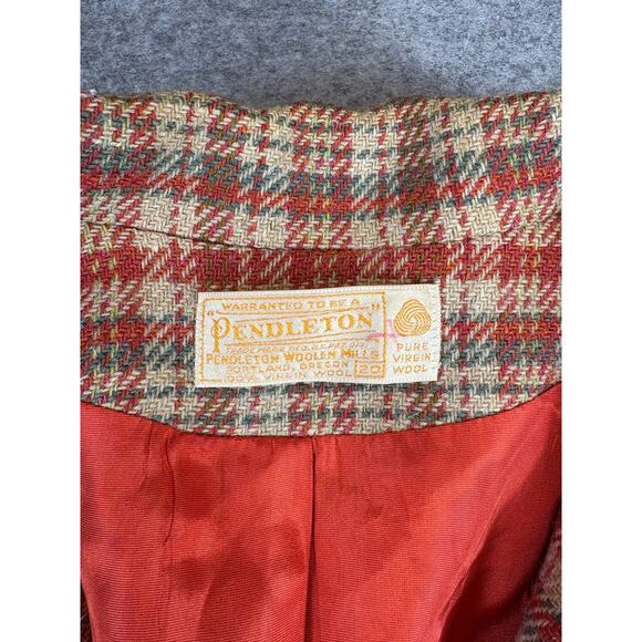 VINTAGE 70s Pendleton Coat Jacket Womens 20 Plaid Tweed Virgin Wool USA Retro - Picture 11 of 12